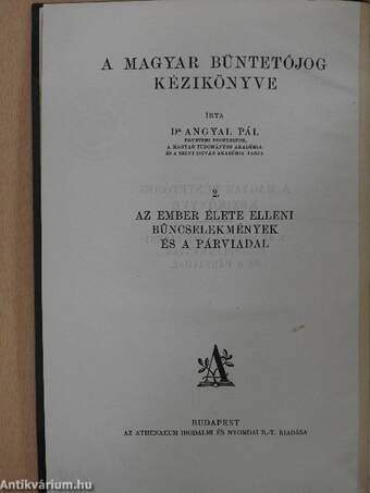 Az ember élete elleni bűncselekmények és a párviadal