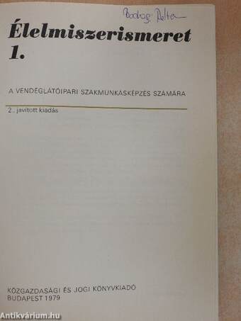 Élelmiszerismeret 1-2.