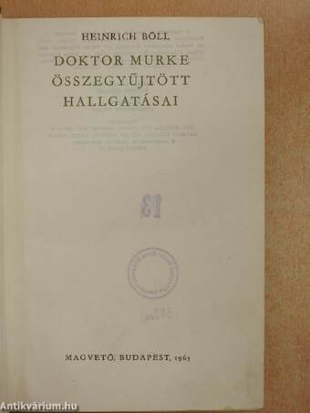 Doktor Murke összegyűjtött hallgatásai