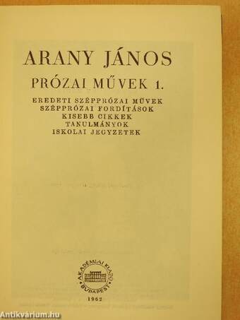 Arany János összes művei X.