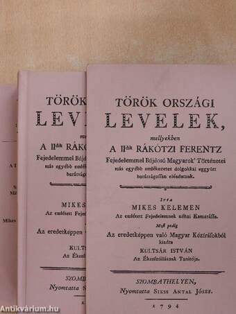 Törökországi levelek Szombathely, 1794/Tanulmányok a Törökországi levelek első kiadásáról