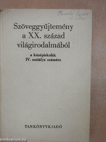 Szöveggyűjtemény a XX. század világirodalmából