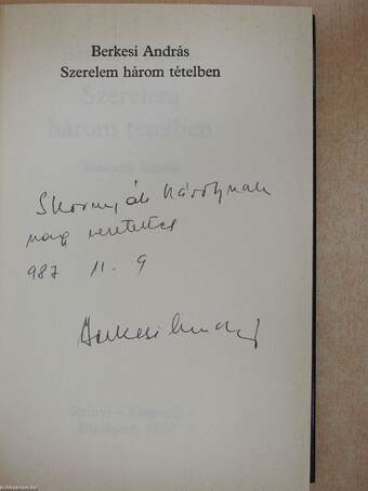 Szerelem három tételben (dedikált példány)