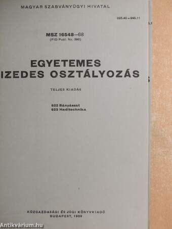 Egyetemes tizedes osztályozás (622.1 - 669.9)