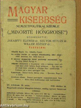 Magyar kisebbség 1936. október 16.
