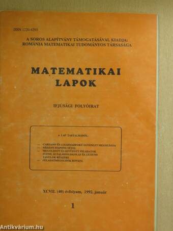 Matematikai lapok 1992/1-10.