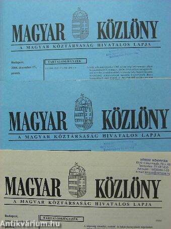 Magyar Közlöny 2004. december 17. I-II/1-2.