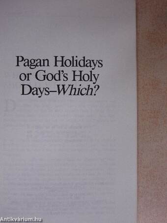 Pagan Holidays or God's Holy Days-Which?