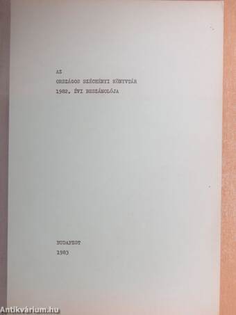 Az Országos Széchényi Könyvtár 1982. évi beszámolója