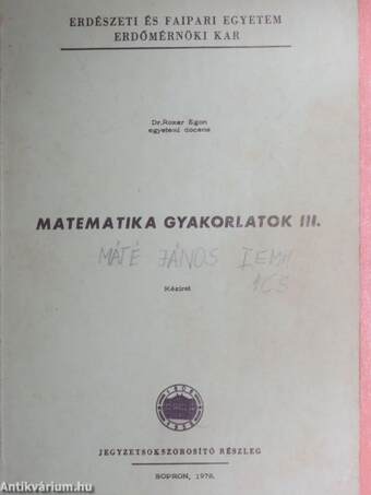 Matematika gyakorlatok III.