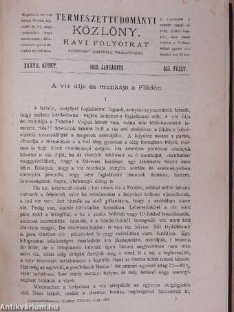 Természettudományi Közlöny 1905. január-december