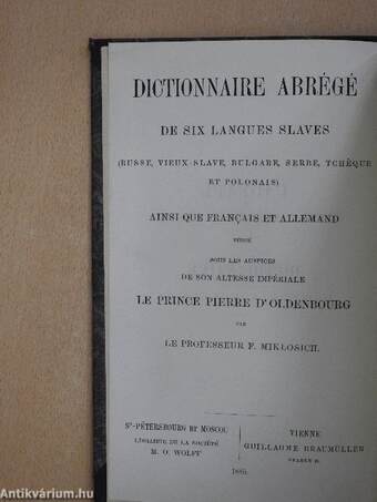 Dictionnaire abrégé de six langues slaves