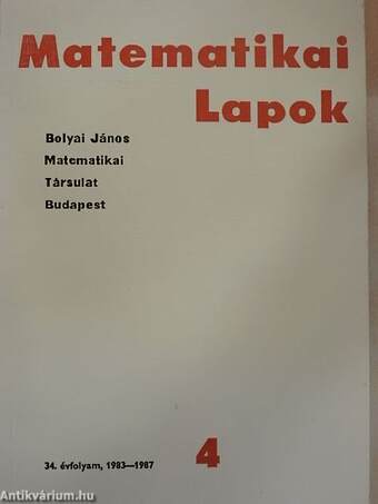 Matematikai Lapok 1987/4.