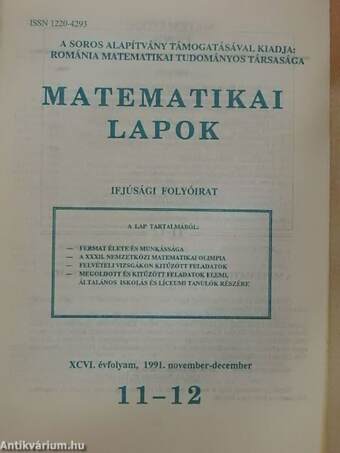 Matematikai Lapok 1991. november-december