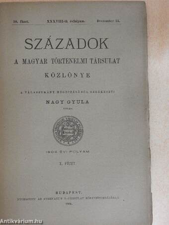 Századok 1904/10.