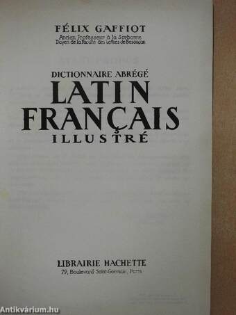 Dictionnaire Abrégé Latin-Francais illustré