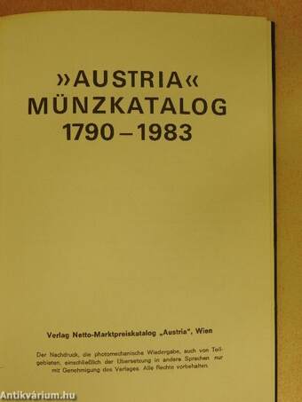 "Austria" Münzkatalog 1790-1983