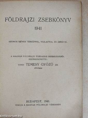 Földrajzi zsebkönyv 1941.