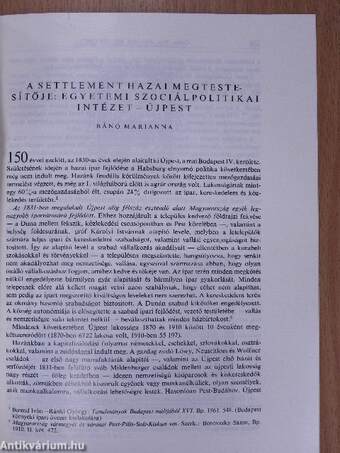 A settlement hazai megtestesítője: Egyetemi Szociálpolitikai Intézet - Újpest