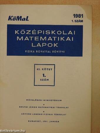 Középiskolai matematikai lapok 1981. 1-10.szám