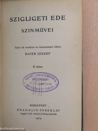 Szigligeti Ede szinművei II. (töredék)