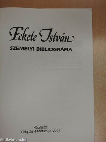 Fekete István személyi bibliográfia