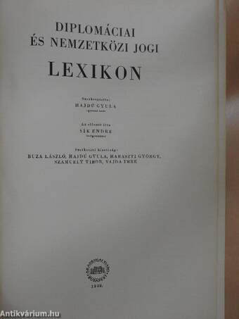 Diplomáciai és nemzetközi jogi lexikon