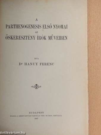 A parthenogenesis első nyomai az őskeresztény írók műveiben