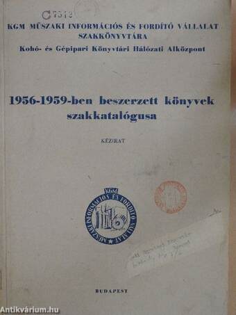 1956-1959-ben beszerzett könyvek szakkatalógusa