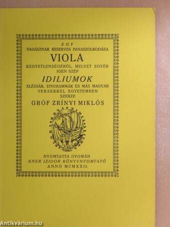 Egy vadásznak keserves panaszolkodása Viola kegyetlenségéről