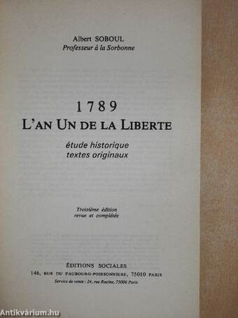 1789 - L'an Un de la Liberte