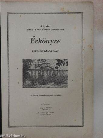 A Gyulai Állami Erkel Ferenc Gimnázium évkönyve 1959-60. iskolai évről