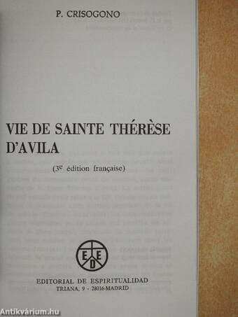 Vie de Sainte Thérése D'Avila