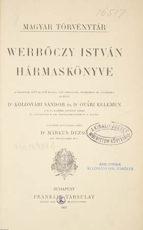 Werbőczy István Hármaskönyve