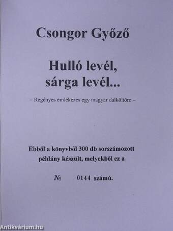 Hulló levél, sárga levél...