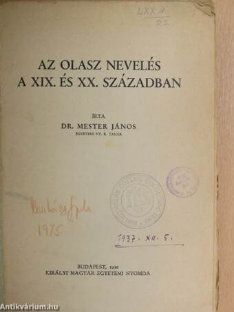 Az olasz nevelés a XIX. és XX. században