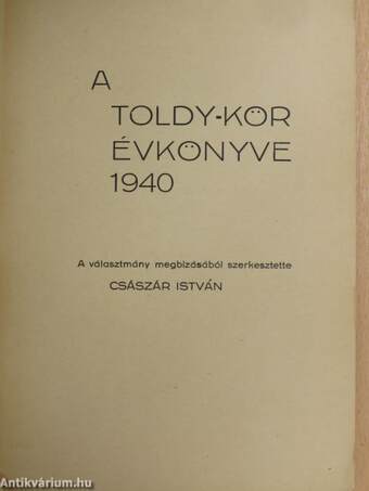 A Toldy-kör évkönyve 1940