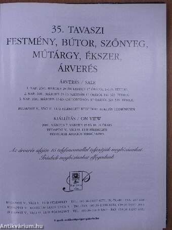 35. tavaszi festmény, bútor, szőnyeg, műtárgy, ékszer árverés