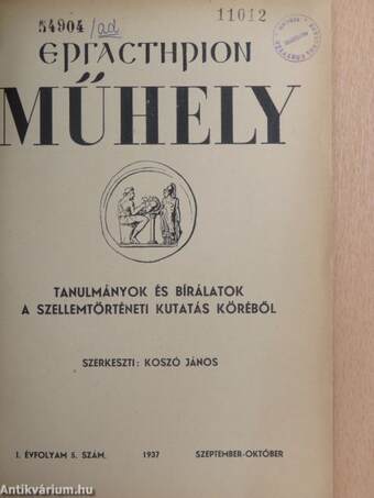 Ergasterion Műhely 1937. szeptember-október