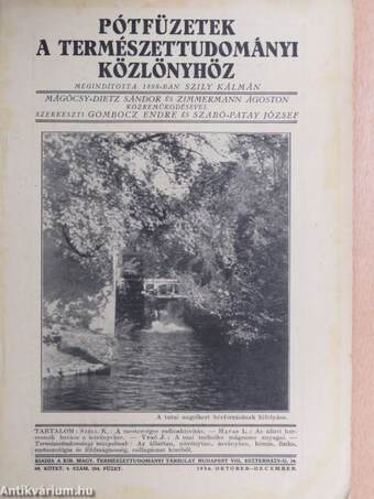 Pótfüzetek a Természettudományi Közlönyhöz 1936. október-december