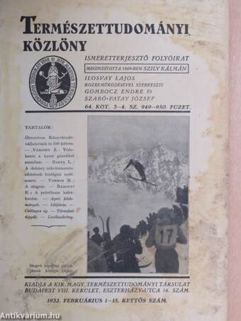 Természettudományi Közlöny 1932. februárius 1-15.