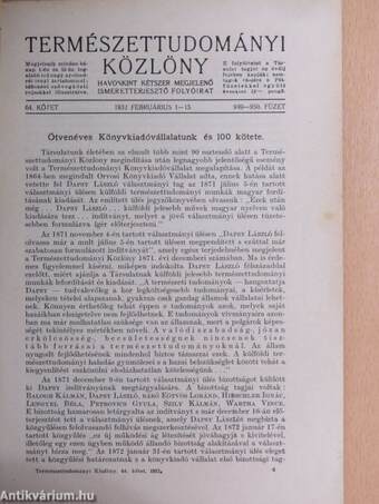 Természettudományi Közlöny 1932. februárius 1-15.