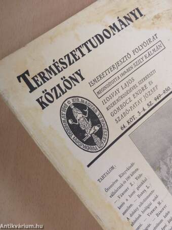 Természettudományi Közlöny 1932. februárius 1-15.