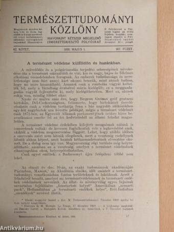 Természettudományi Közlöny 1930. május 1.