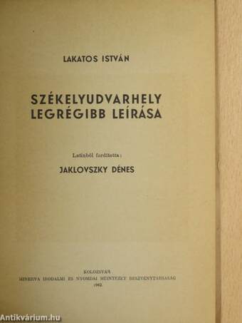 Székelyudvarhely legrégibb leírása