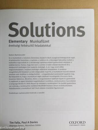 Solutions - Elementary - Munkafüzet