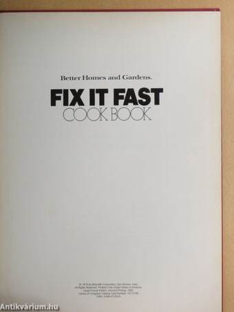 Fix it Fast - Cook Book