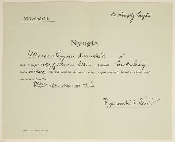 19 db műtárgyvásárlási nyugta