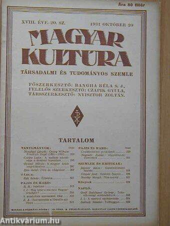 Magyar Kultúra 1931. október 20.