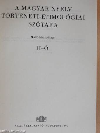 A magyar nyelv történeti-etimológiai szótára 2. (töredék)